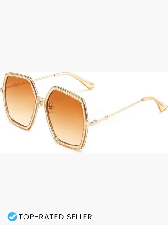 Large Hexagon Inspired Sunglasses Oversized Geometric Irregular Design Retro main image 5